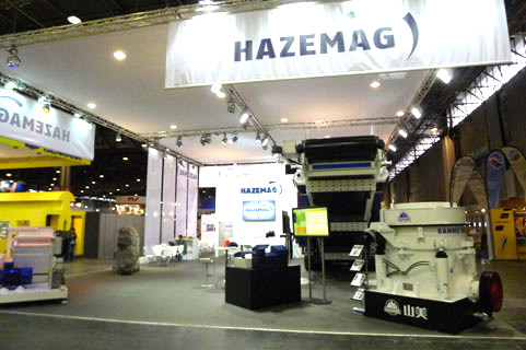 山美液壓圓錐破碎機與德國HAZEMAG移動破碎站聯合展位